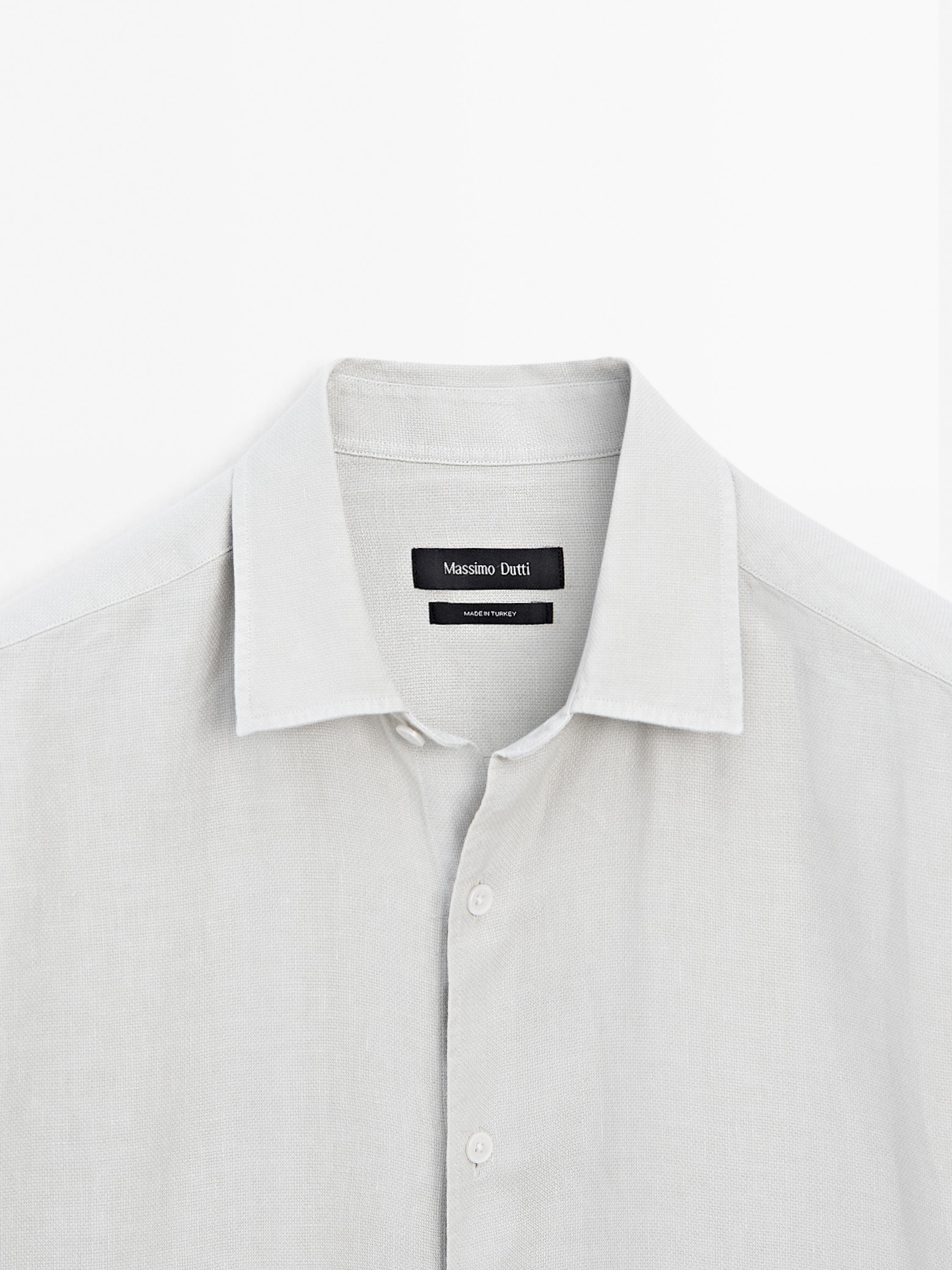 Slim fit linen blend shirt